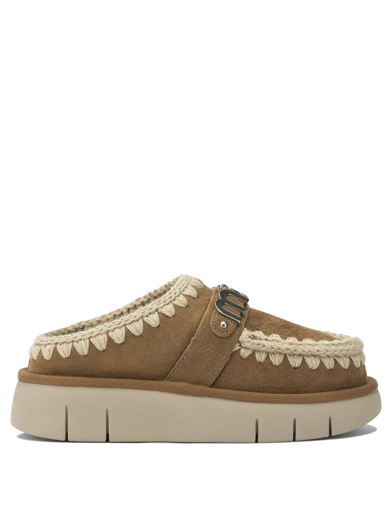 Mou Mou Bounce Clog Metal Logo Slippers Beige - World Class Fashion