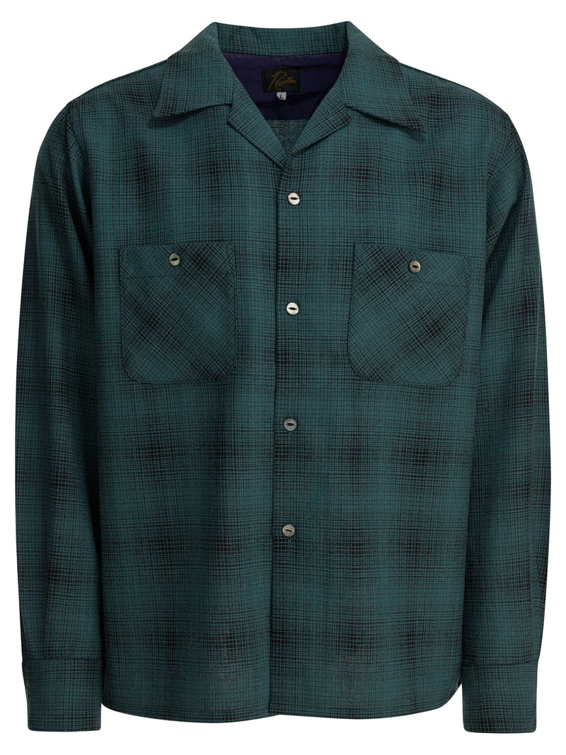 Needles Needles Checked Wool One-Up Shirt Green - World Class Fashion