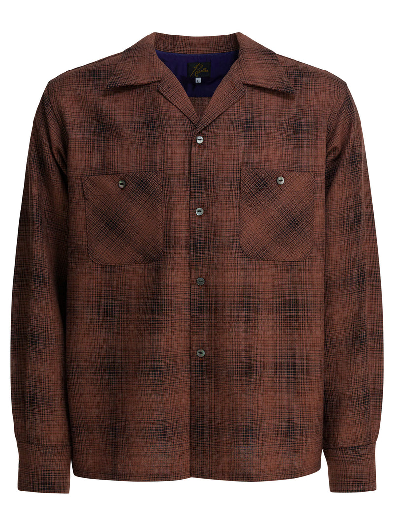Needles Needles Checked Wool One-Up Shirt Bordeaux - World Class Fashion