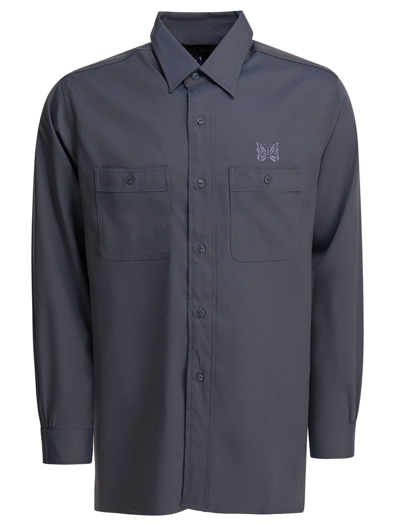 Needles Needles Cavalry Twill Shirt Grey Men - World Class Fashion