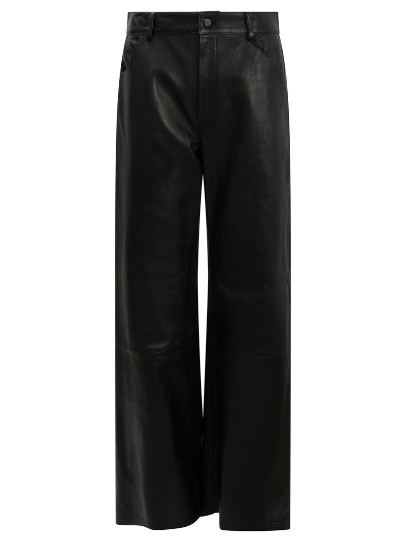 Noriarco Pantalones anchos de cuero Noriarco negros para mujer - World Class Fashion