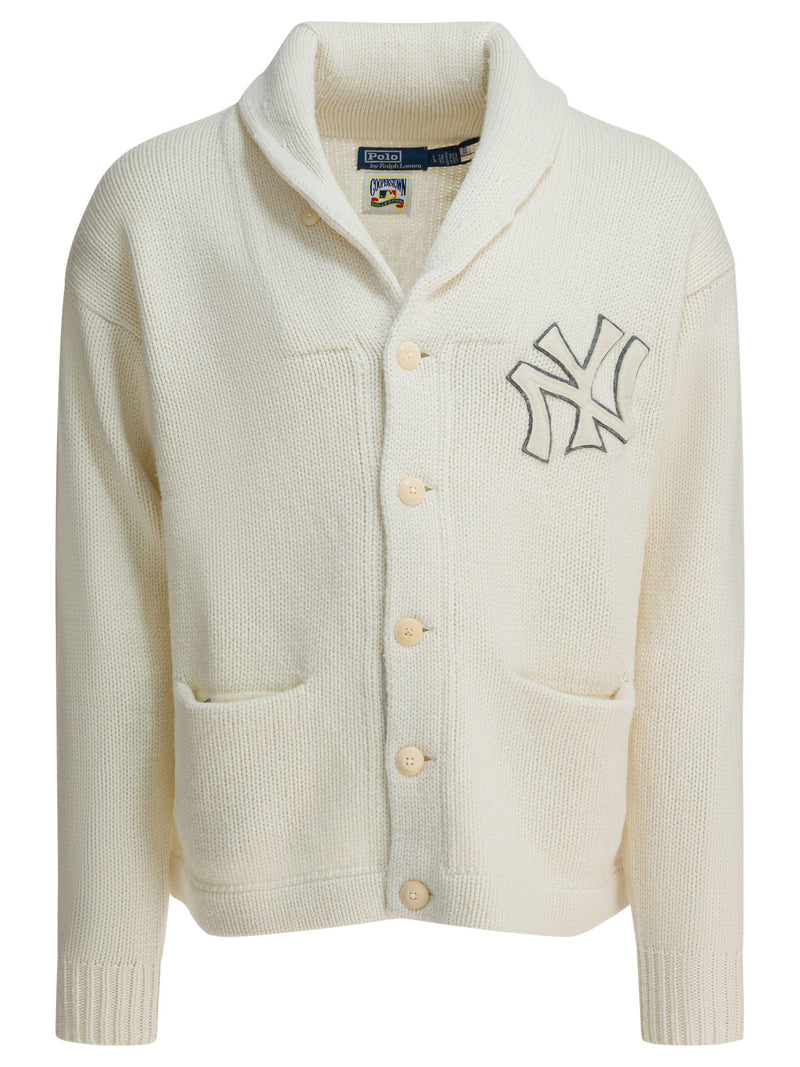 Polo Ralph Lauren Cárdigan de lana Polo Ralph Lauren New York Yankees blanco - World Class Fashion