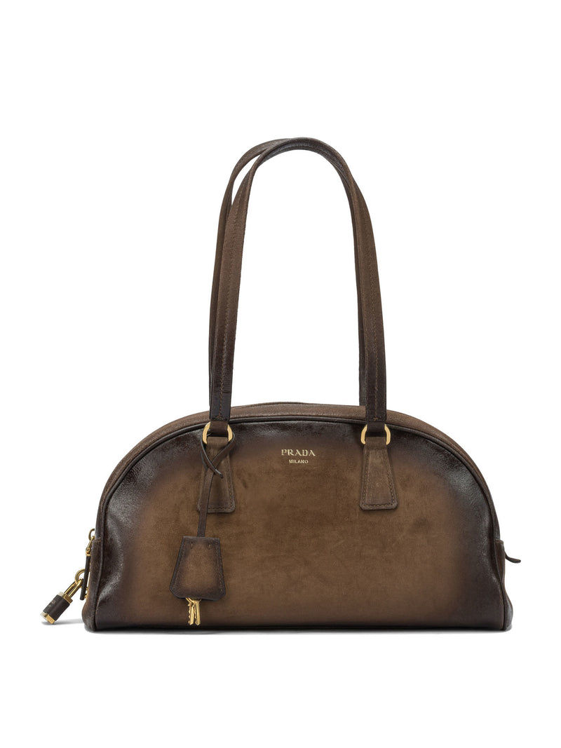 Prada Bolso de mano Prada Bowling de ante marrón - World Class Fashion