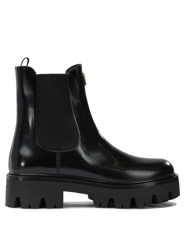 Prada Brushed Leather Ankle Boots