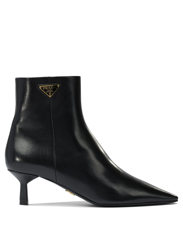 Prada Logo Leather Ankle Boots 30 Mm