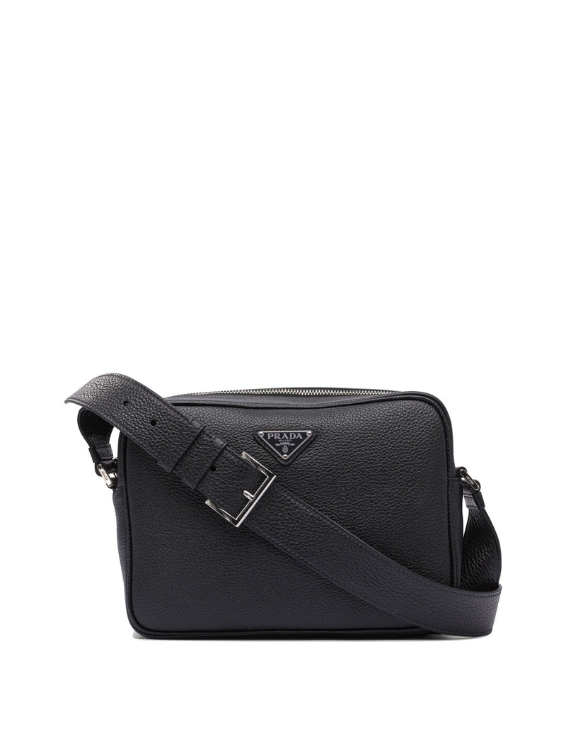 Prada Bolso cruzado de piel Prada para hombre, negro - World Class Fashion