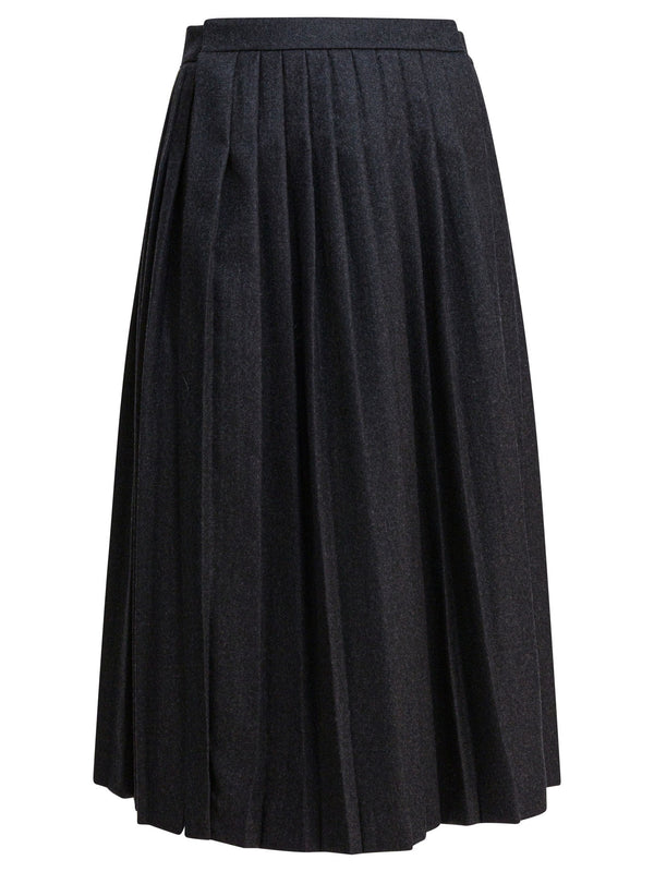 Prada Pleated Wool Flannel Skirt