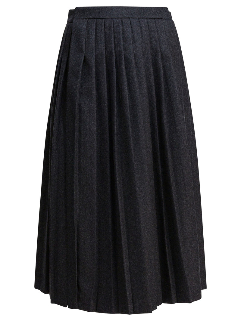 Prada Falda plisada Prada de franela de lana gris - World Class Fashion