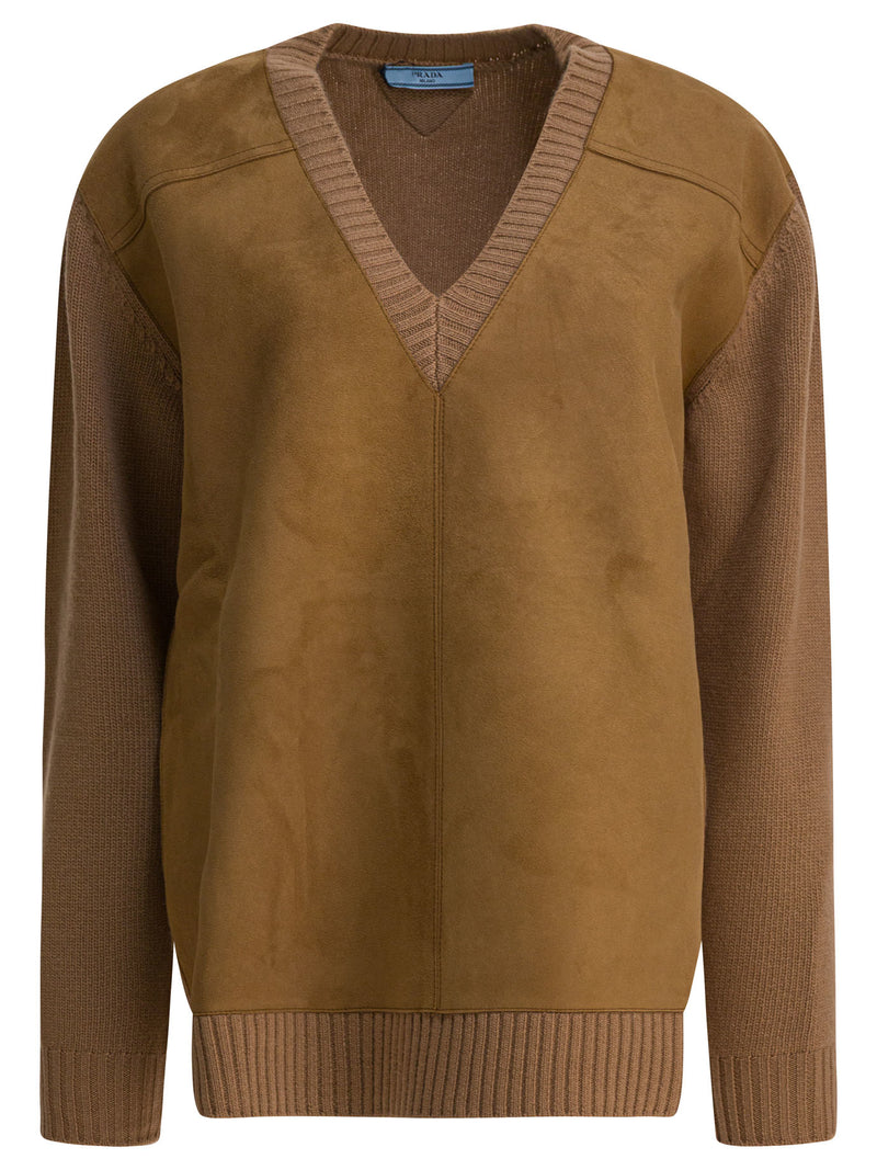 Prada Cárdigan Prada de mezcla de cachemira, beige, para mujer - World Class Fashion