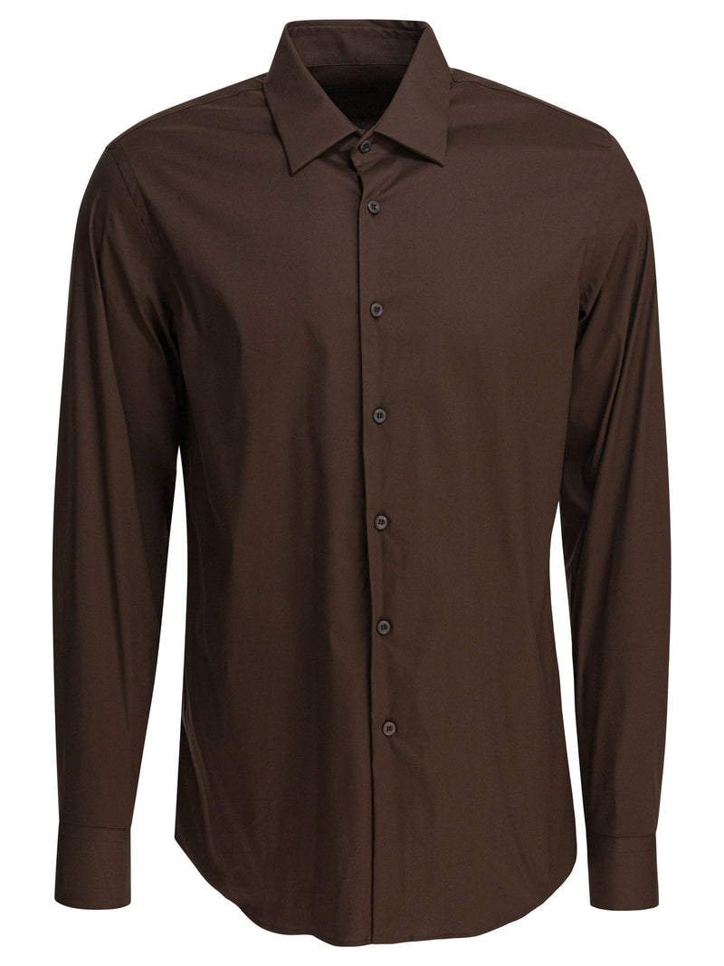 Prada Prada Stretch Cotton Shirt Brown Men - World Class Fashion