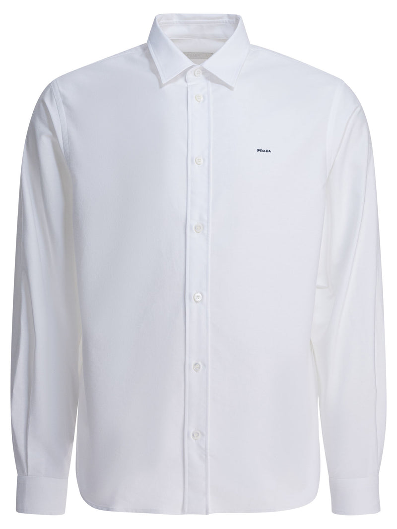 Prada Prada Logo Cotton Shirt White Men - World Class Fashion