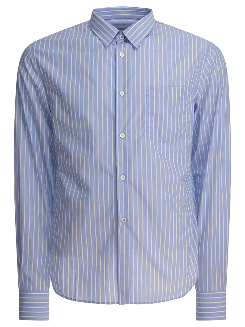Prada Prada Striped Cotton Shirt Light Blue - World Class Fashion
