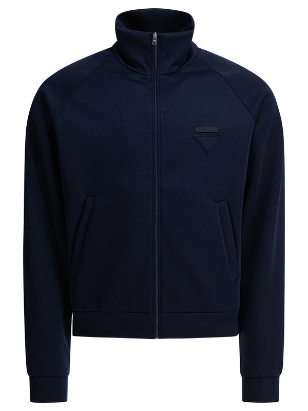 Prada Zipper Sweatshirt In Technical Fabric