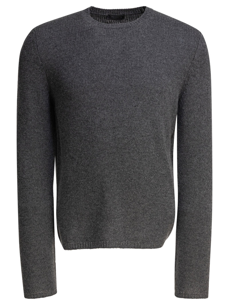 Prada Suéter Prada de cuello redondo de cachemira gris para hombre - World Class Fashion