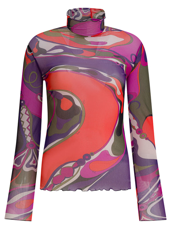 Pucci Orchidee Print Tulle T-shirt