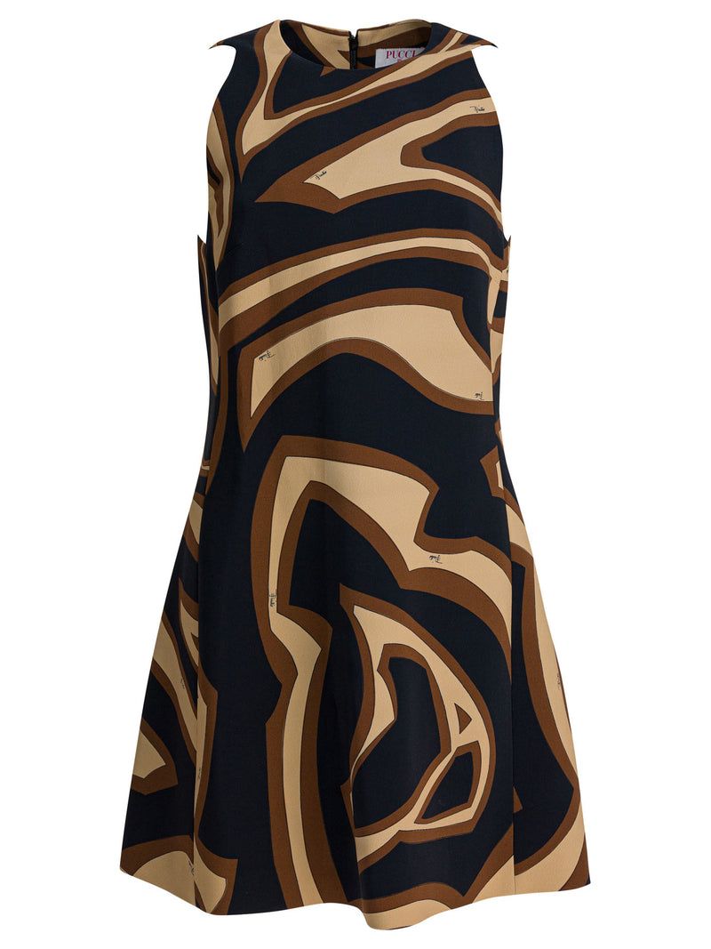 Pucci Vestido trapecio con estampado Labirinto de Pucci, en color negro - World Class Fashion