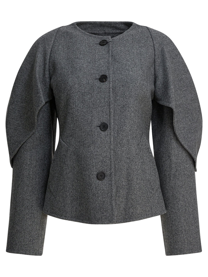 R2W Chaqueta de mezcla de lana gris R2W para mujer - World Class Fashion