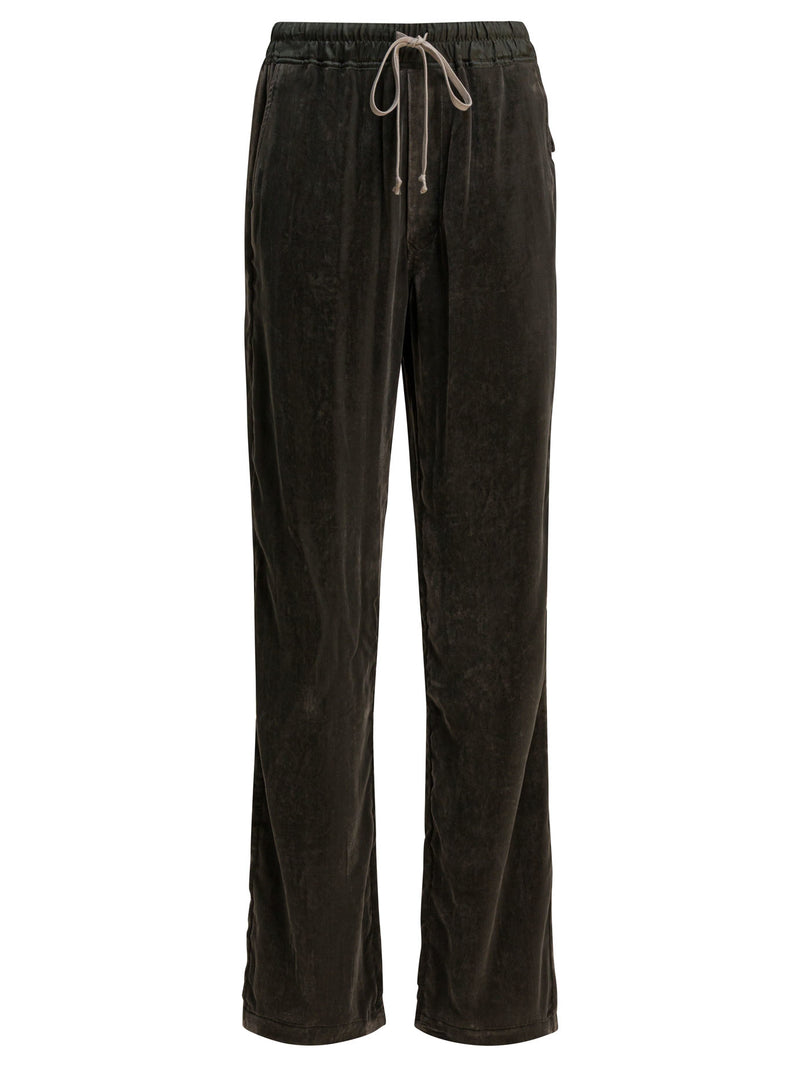 Rick Owens Pantalones de pernera ancha de terciopelo verdes de Rick Owens - World Class Fashion