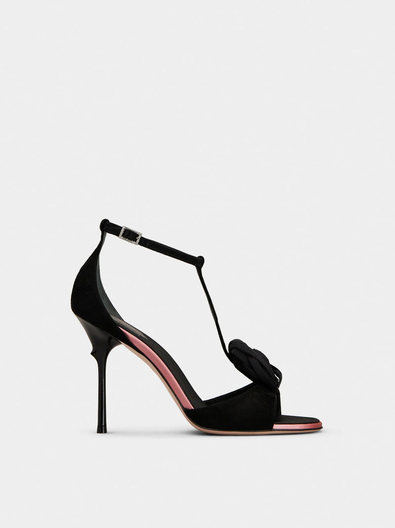 Roger Vivier Roger Vivier Black Goatskin Heeled Sandals - World Class Fashion