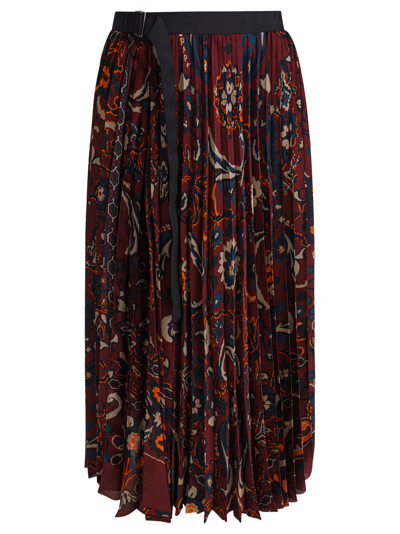 Sacai Sacai Falda Estampado Floral Burdeos Mujer - World Class Fashion
