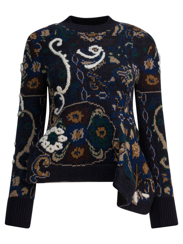 Sacai Floral Jacquard Knit Sweater