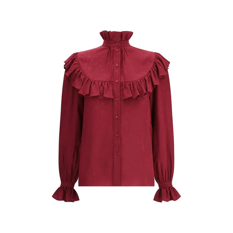 Saint Laurent Saint Laurent Silk Shirt with Ruffles Red Women - World Class Fashion