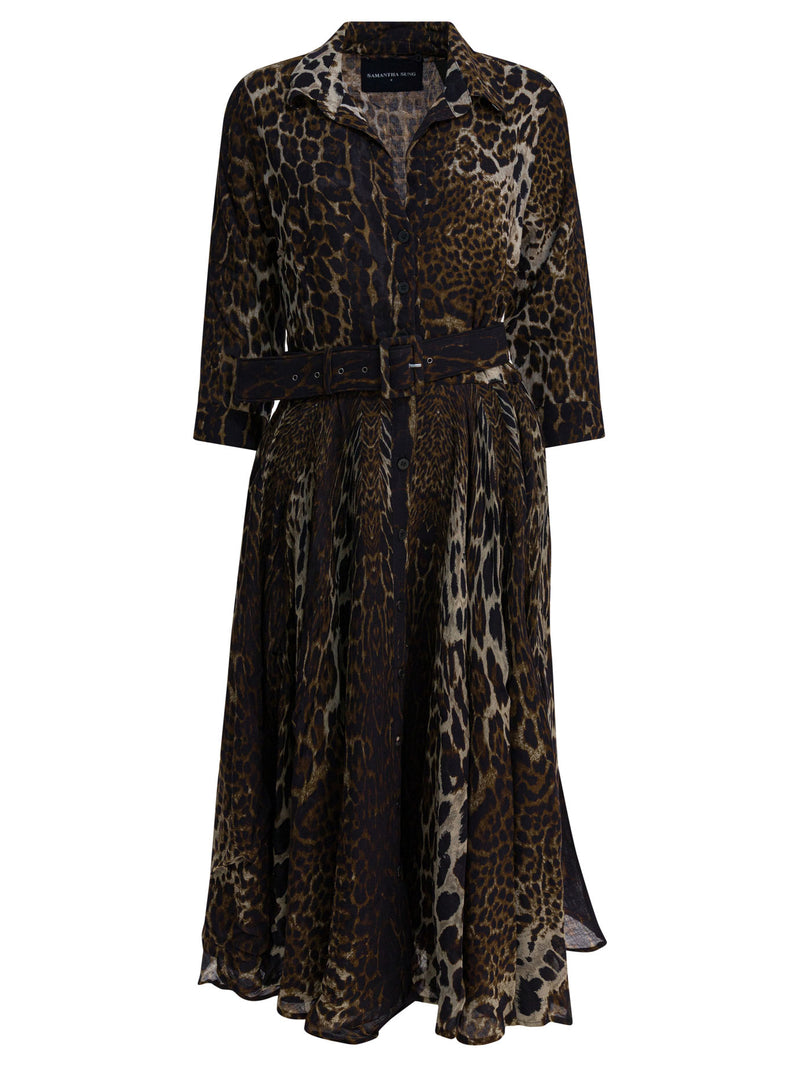 Samantha Sung Samantha Sung Astercolombo Vestido Grande Leopardo Sepia Marrón - World Class Fashion