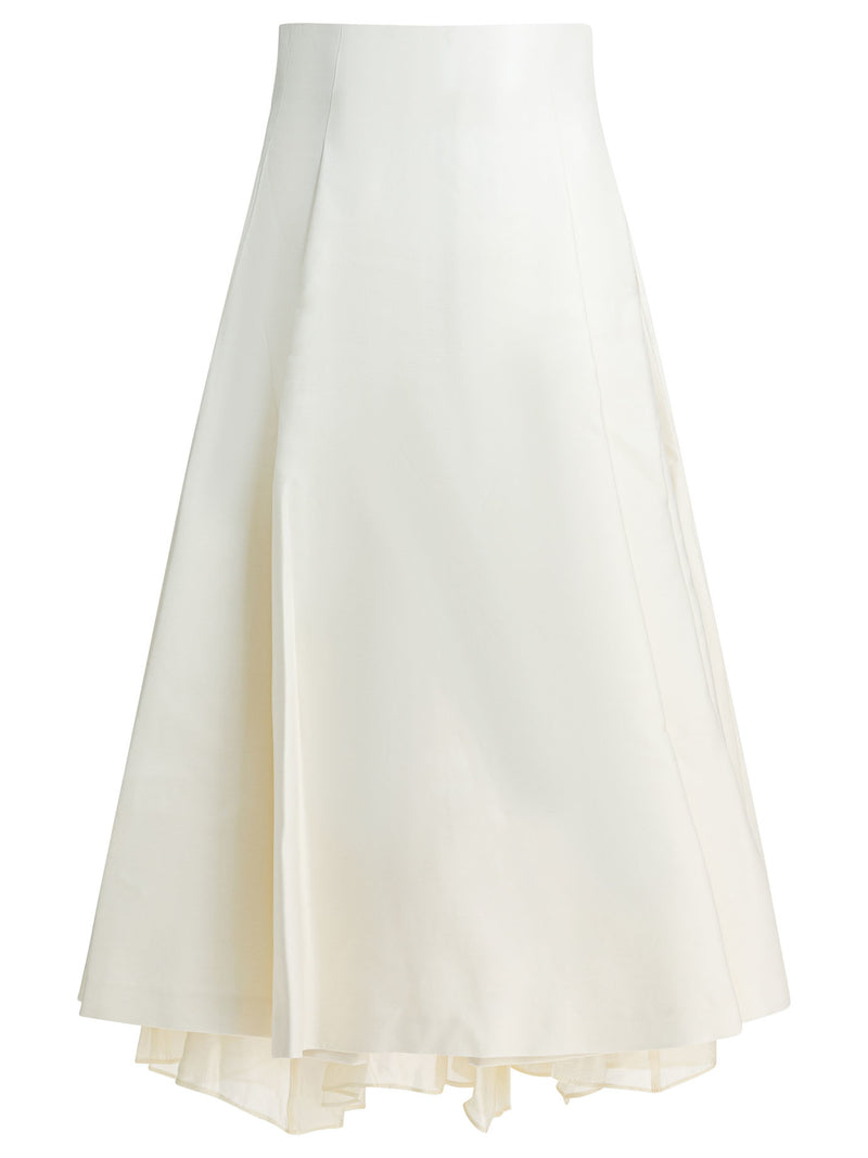 Sandbeige Falda Blanco Beige Arena de Lana y Seda - World Class Fashion