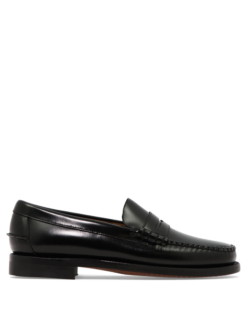 Sebago Mocasines Sebago de cuero negro para hombre - World Class Fashion