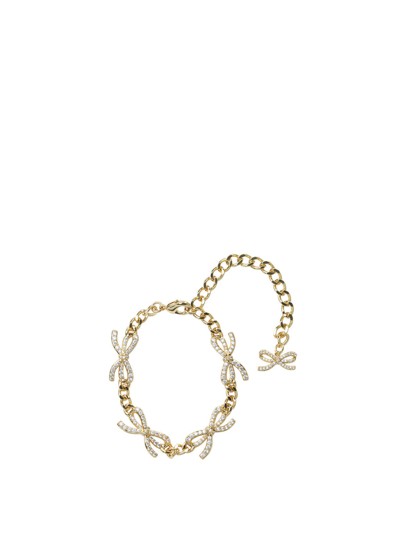Self-Portrait Self-Portrait Crystal Bow Bracelet Gold - World Class Fashion