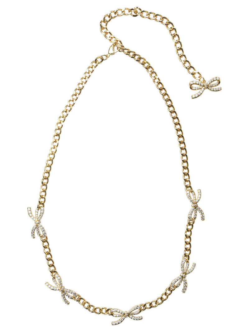 Self-Portrait Self-Portrait Gold Necklace with Bows and Crystals - World Class Fashion