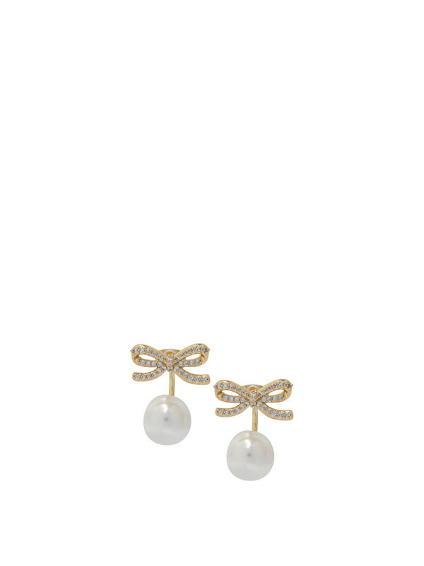 Self-portrait Earrings With Gold Prong And Pearls