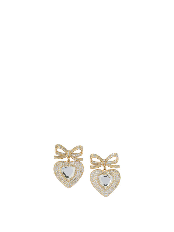 Self-portrait Heart-shaped Earrings With Embellished Bow