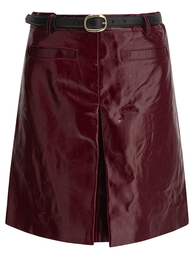 Self-portrait Minifalda de cuero Self-Portrait granate para mujer - World Class Fashion