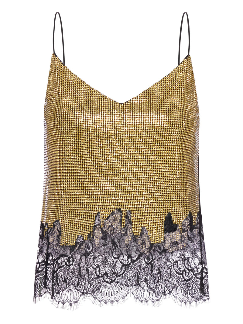 Self-Portrait Self-Portrait Sequined Tank Top Beige Women - World Class Fashion