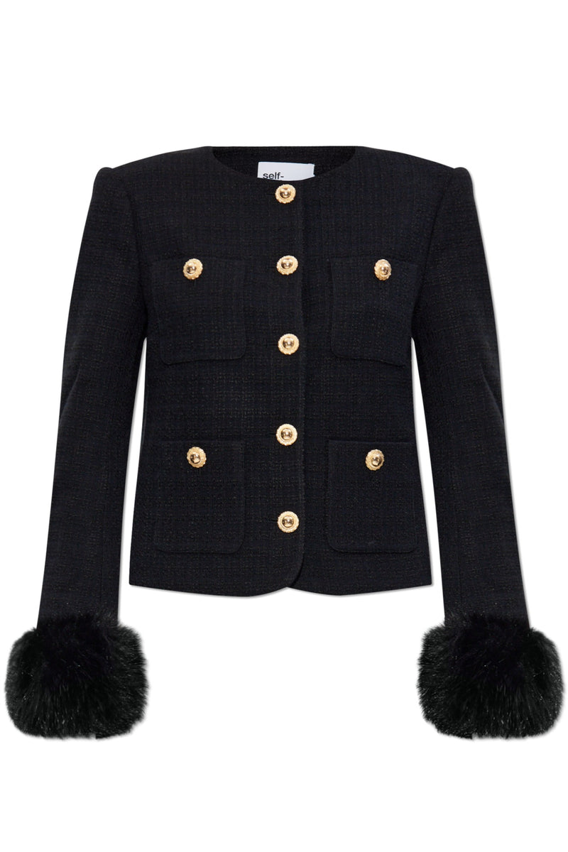 Self-Portrait Chaqueta con Botones Self-Portrait Negra para Mujer - World Class Fashion