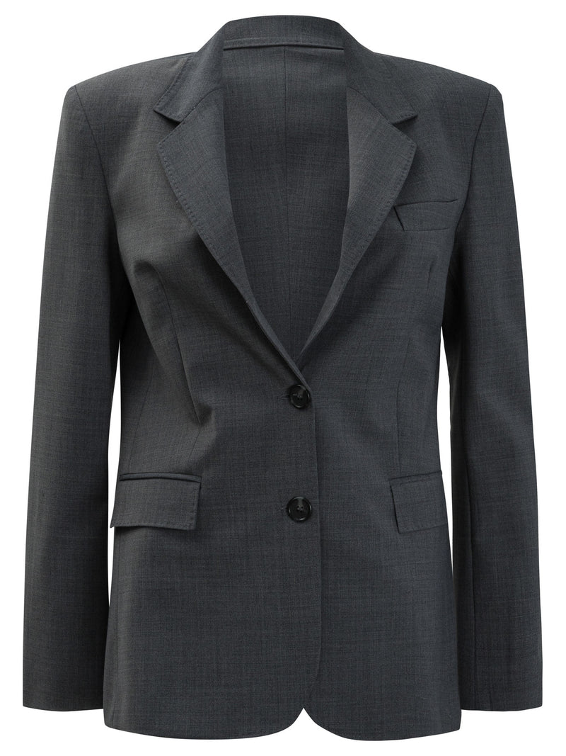 Semper Blazer Semper de lana para mujer, color gris - World Class Fashion