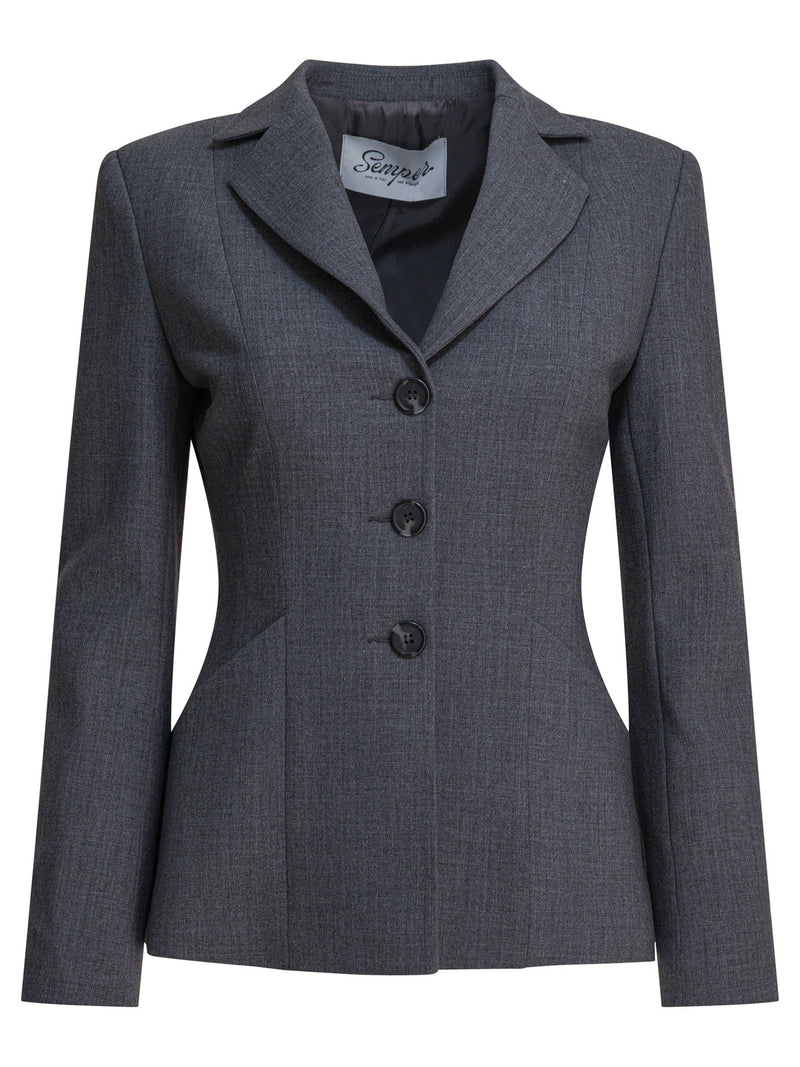Semper Blazer Semper de un solo botón gris para mujer - World Class Fashion