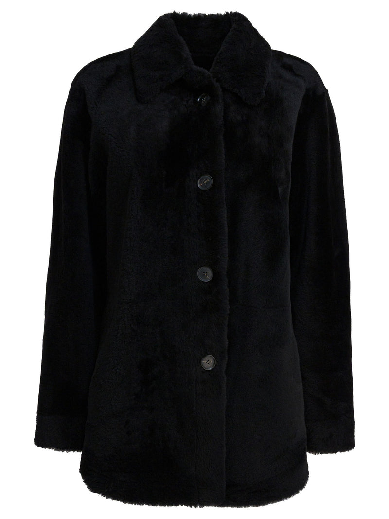 Semper Abrigo de cuero reversible Semper Long negro - World Class Fashion