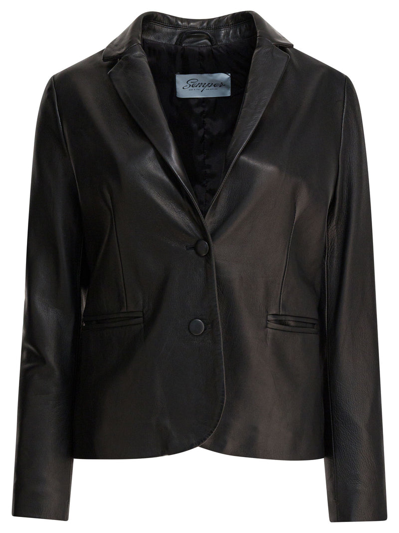 Semper Chaqueta de cuero negra para mujer Semper - World Class Fashion