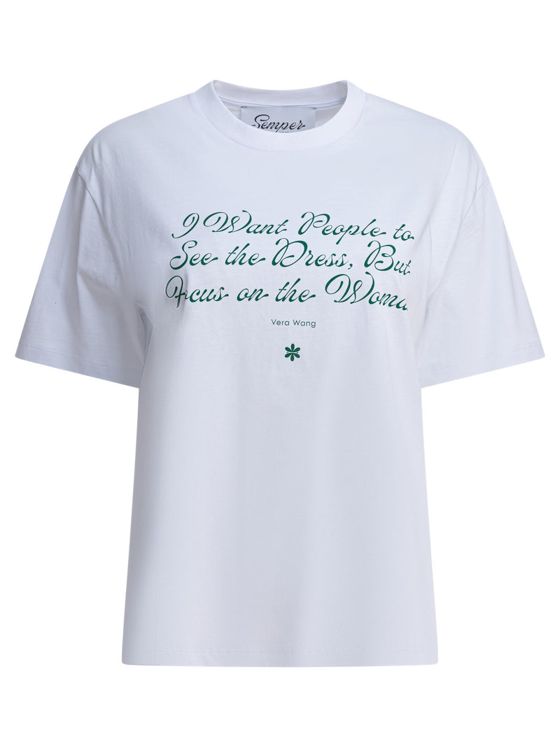 Semper Semper Quote Vera Cotton T-Shirt White - World Class Fashion