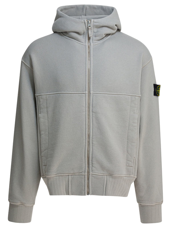 Stone Island "old" Effect Cotton Zippered Sweatshirt
