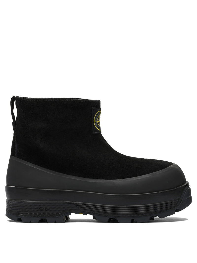 Stone Island Stone Island Suede Leather Ankle Boots Black - World Class Fashion
