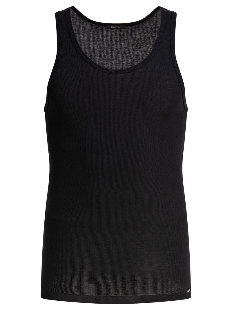 Tom Ford Camiseta sin mangas Tom Ford de algodón y modal negra - World Class Fashion