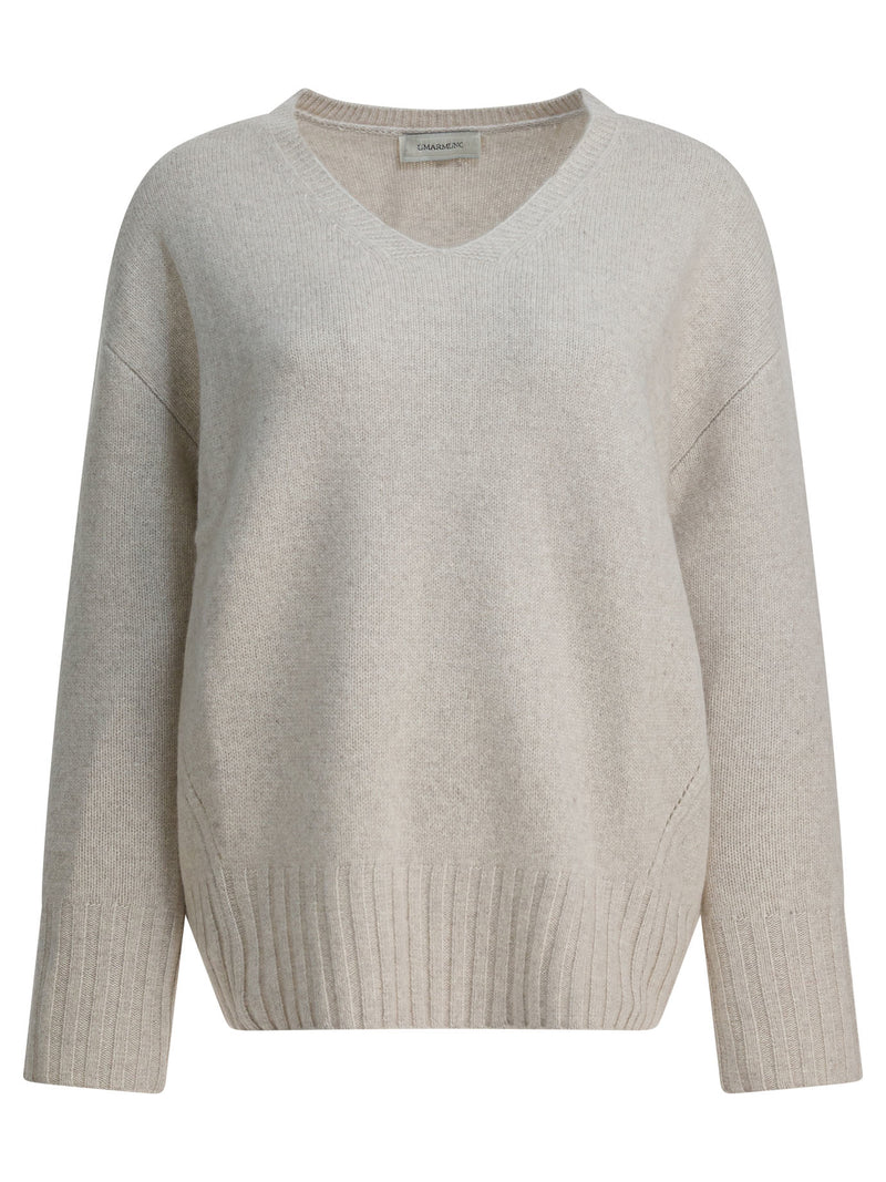 Umarmung Suéter Umarmung de cuello en V de lana y cachemir, color blanco - World Class Fashion
