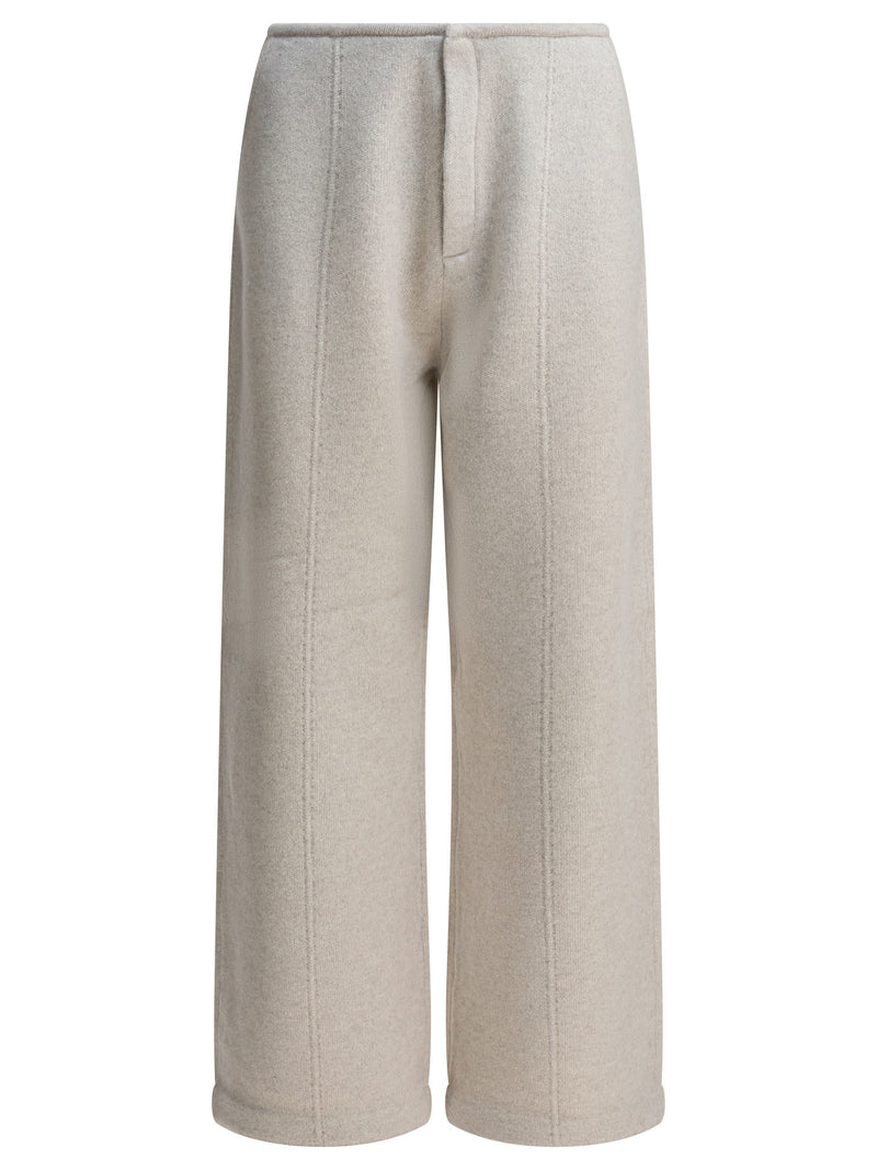 Umarmung Pantalones de Lana Cachemira Wool para Mujer, Blancos - World Class Fashion