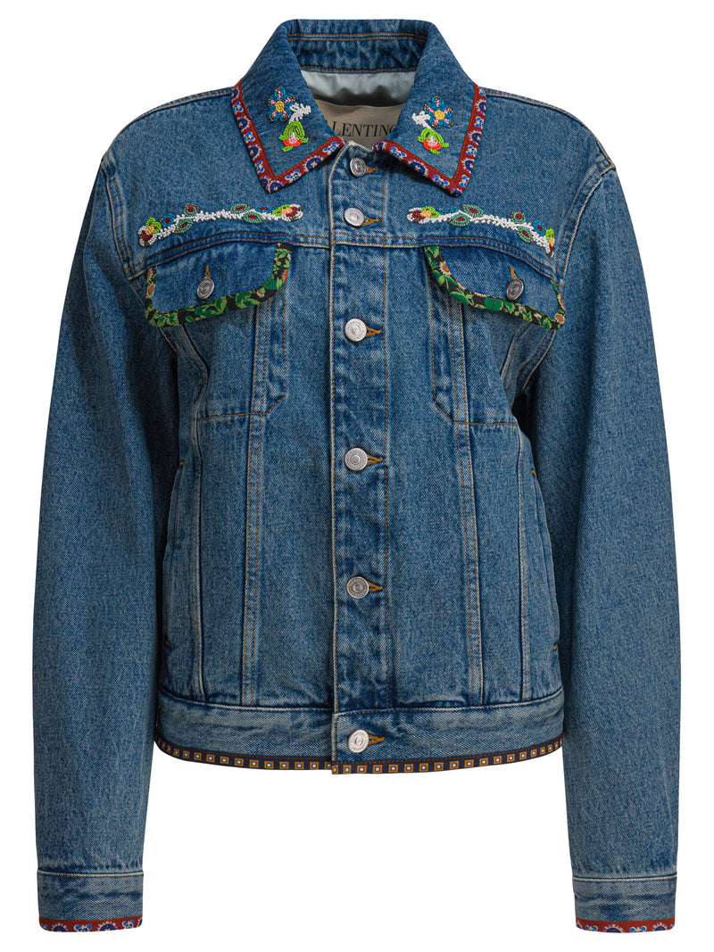 Valentino Chaqueta vaquera bordada Valentino azul claro - World Class Fashion