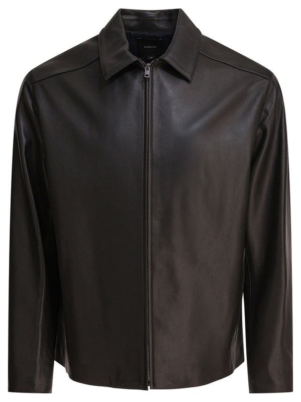 Vince Leather Jacket With Zipper