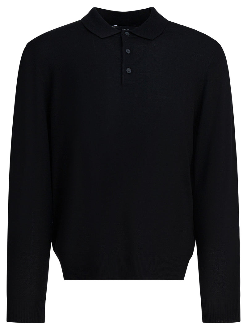 Vince Vince Merino Wool Polo Shirt Black Men - World Class Fashion