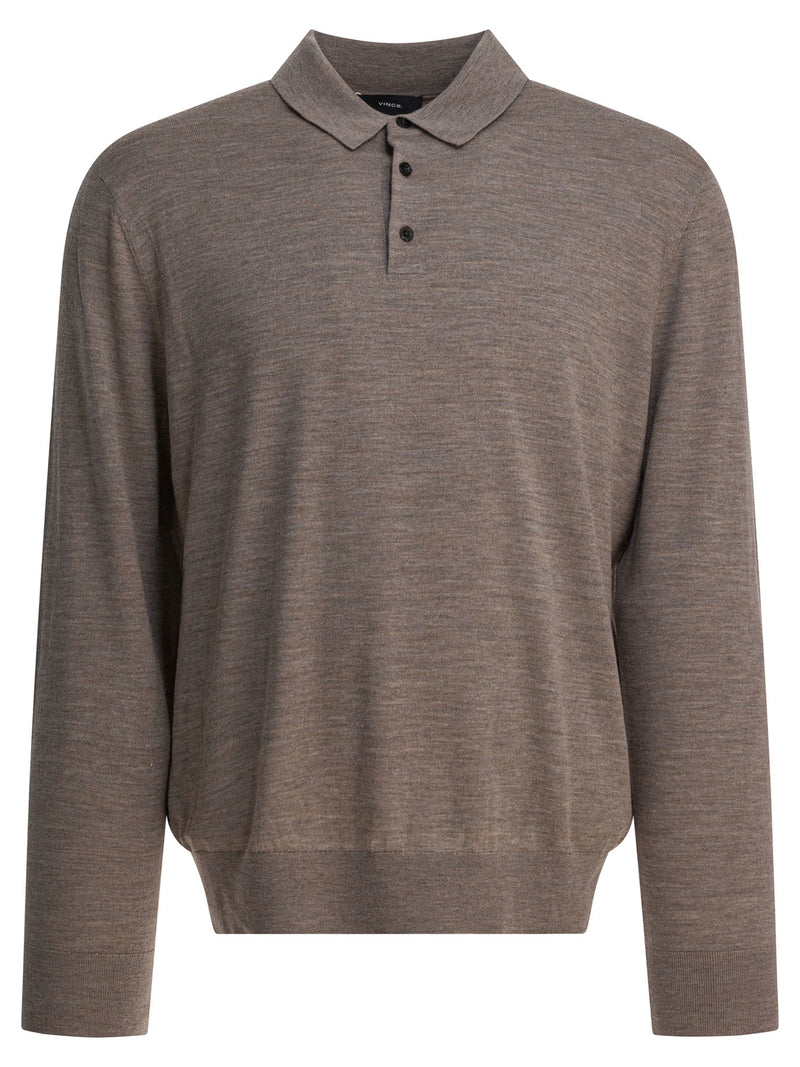 Vince Vince Grey Wool and Cashmere Polo Shirt - World Class Fashion